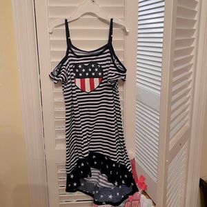 Red, white, and blue toddler girl dress